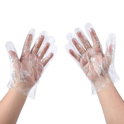  Disposable High Density Polyethylene Clear Plastic Gloves 