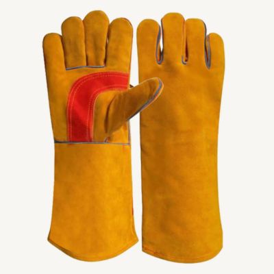  Heat Resistant Industrial Double Palm Leather Welding Gloves 