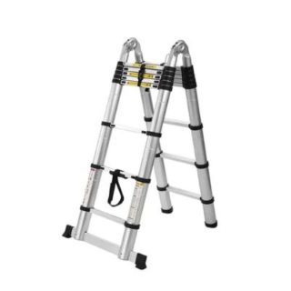 Telescopic Aluminium 2 in 1 Straight & A-Type Anti-Slip Surface Extendable Step Ladder