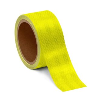 Road Safety PVC Yellow Diamond Grade Adhesive Reflective Warning Tape 25 Metre Roll