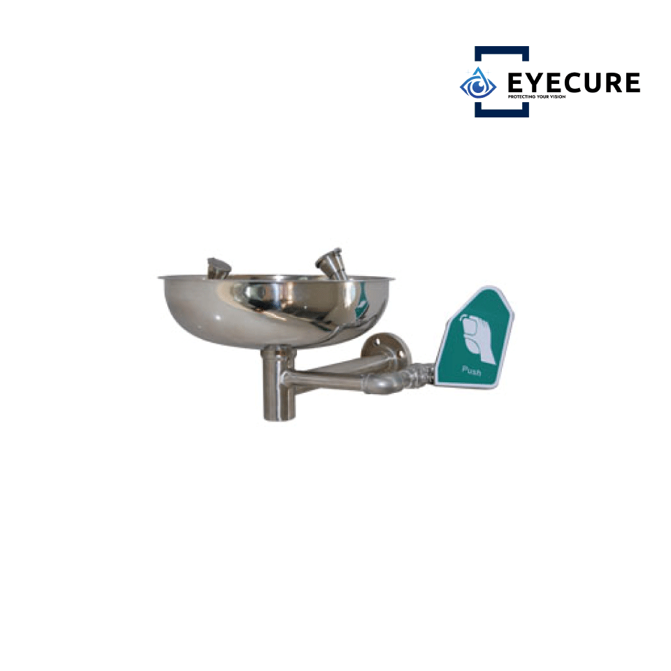 EYECURE SS-B100 STAINLESS STEEL WALL MOUNTED BASIN EYEWASH STATION