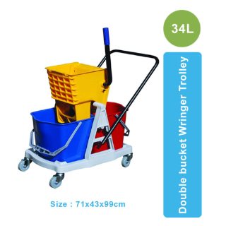 Commercial AF 8075 34 Liter Double Sided Wringer Mop Cleaning Janitorial Bucket