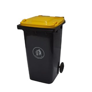 ALB 15 240 Liter Plastic Black and Yellow Large Garbage Dustbin with Wheels