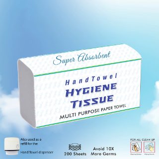 HTT2 Premium 2 Ply Tissue Hygiene Hand Towel 100 Sheets
