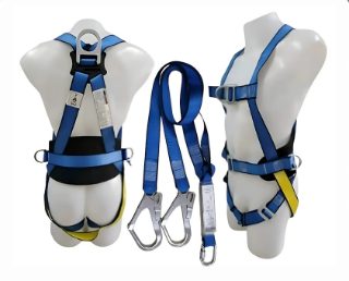 PROTECTA FIRST 4D-RING FALL ARREST WORK POSITIONING & CLIMBING WITH SHOCK ABSORBER DOUBLE LANYARD FULL BODY HARNESS