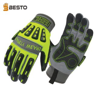 IMPACT & HEAT RESISTANT MECHANICAL HAZARD SAFETY LEATHER WORK GLOVES