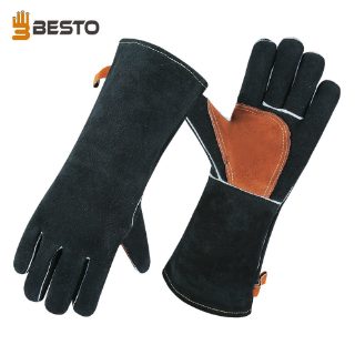 HEAVY DUTY HEAT RESISTANT INDUSTRIAL LEATHER WELDING GLOVES