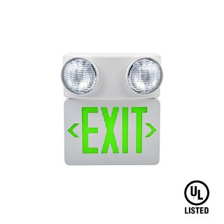 Green Color LED Combination Emergency Exit Light with Beam Light UL Listed Rechargeable Battery Backup