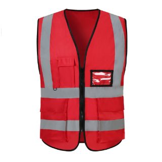 4 Pocket High Visibility Red 140 GSM Safety Vest with Reflective Strips