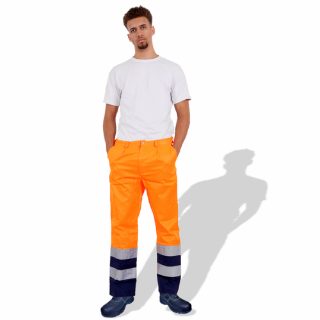 Prime Captain HVF3101 Polycotton High Visibility Fluorescent Safety Trousers with Reflective Tape