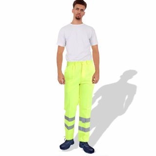 Prime Captain HVF3102 Polycotton High Visibility Fluorescent Safety Trousers with Reflective Tape