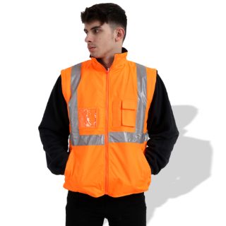 Fluorescent Parka FP1652 High Visibility Waterproof Safety Rain Coat with Reflective Tape