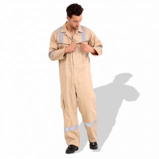 American Safety ASC-1278666 240 GSM Twill Cotton Work Safety Coverall with Reflective Tape