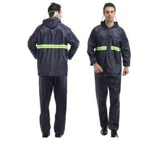 GG435 PVC Waterproof Full Body Rain Suit with Hood, Cap and Reflective Strips