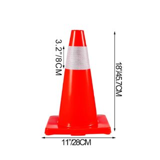 Road Safety Waterproof PVC Orange Traffic Cone with Two White Reflective Tapes
