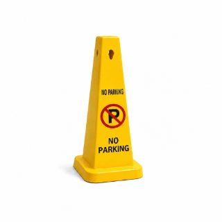 No Parking Safety Cone with 4-Sided Sign Board and Stable Square Base