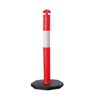 Orange T-Top Temporary Traffic Delineator Bollard with Reflective Bands and Weighted Base