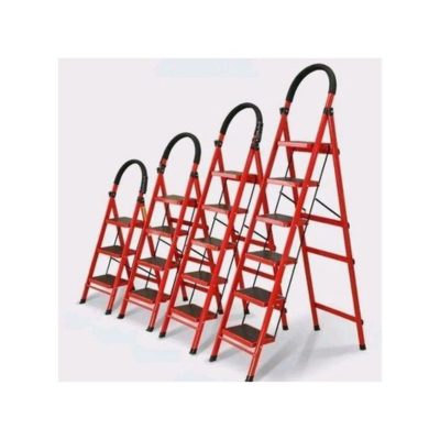 High-Quality Carbon Steel Folding Step Ladder with Anti-Slip Rubber Pads