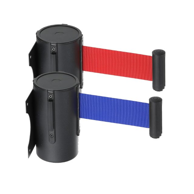 CCB01 BLACK WALL MOUNTED RETRACTABLE CROWD CONTROL BARRIER BELT