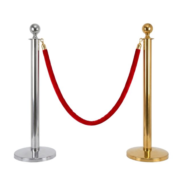 VIP QUEUE POLES BARRIER STANCHION WITH RED VELVET ROPE FOR CROWD CONTROL