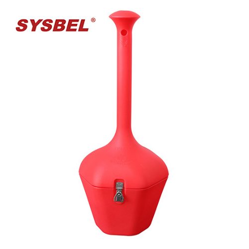 SYSBEL CBR8102 Red Cigarette Butt Receptacle with Umbrella Shaped Covered Head for Outdoor Waste Disposal