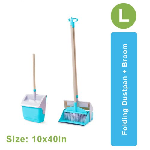 Folding Dustpan with Broom Set for Home and Commercial Floor Cleaning