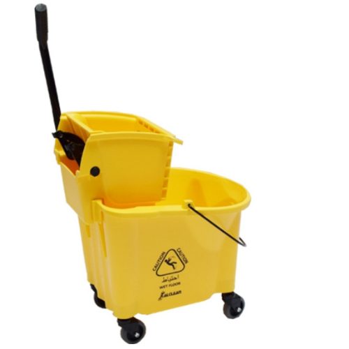 XDW 36 Liter Yellow Mop Trolley Cleaning Bucket with Side Press Wringer