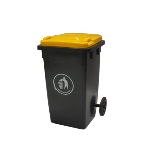 ALB 05 120 Liter Plastic Garbage Dustbin with Wheels, Black and Yellow