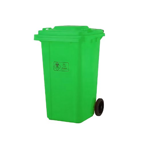XDL 240U 240 Liter Green Plastic Waste Recycling Dustbin with Wheels