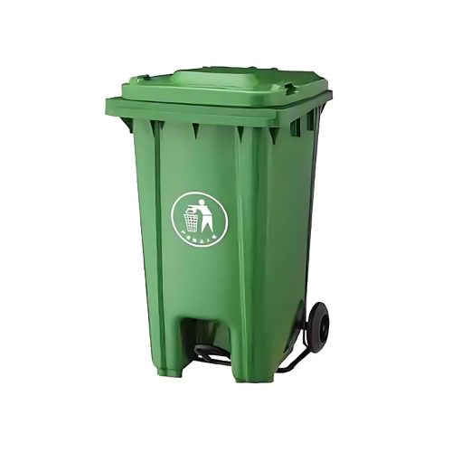 Industrial XDL 240U 240 Liter Green Plastic Garbage Dustbin with Pedal and Wheels