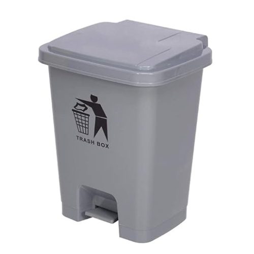 Grey Push Lid 15L Plastic Dustbin for Home Office and Commercial Use