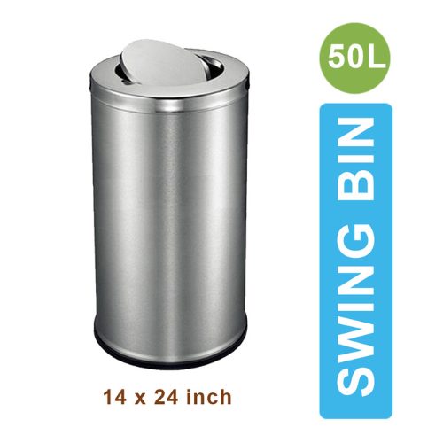 Swing 50 Litre Top Round Stainless Steel Kitchen Paper Waste Dustbin
