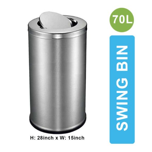 Swing 70 Litre Top Round Stainless Steel Kitchen Paper Waste Garbage Dustbin