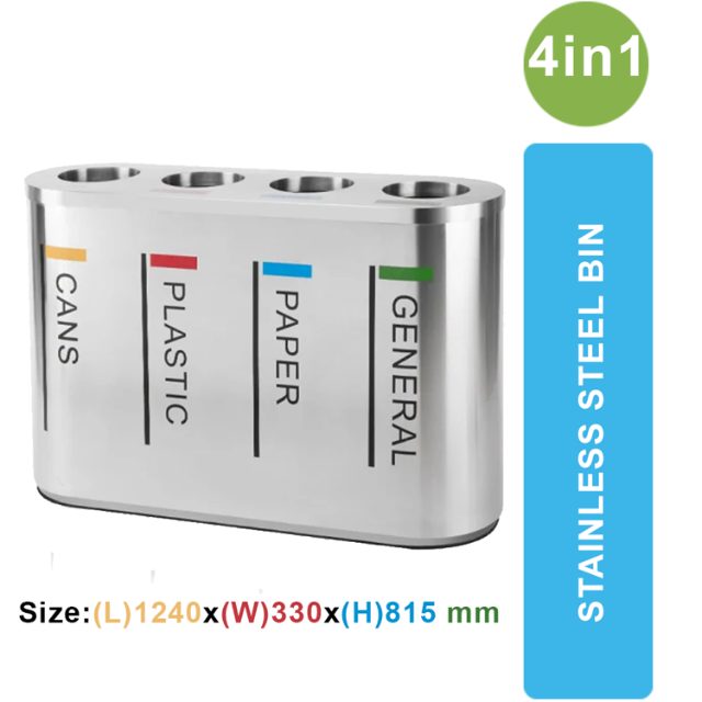 Outdoor WN 002 4 in 1 Stainless Steel Recycle Dustbin for Waste Segregation
