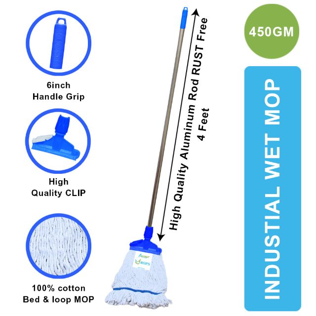 450GM Cotton Wet Mop Set with 4 Feet Aluminum Rod