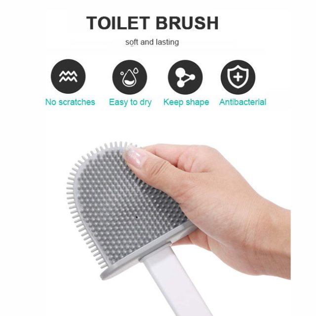 Silicon 6396 Flexible Toilet Cleaning Brush with Wall Mounted Hooks