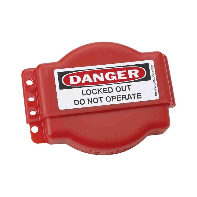 Adjustable Gate Valve Lockout 25 mm to 165 mm Red Polypropylene Safety Device