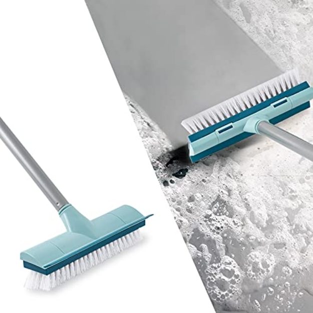 HOUSEHOLD 559 2 IN 1 PLASTIC LONG HANDLE FLOOR SCRUBBER WIPER WITH BRUSH