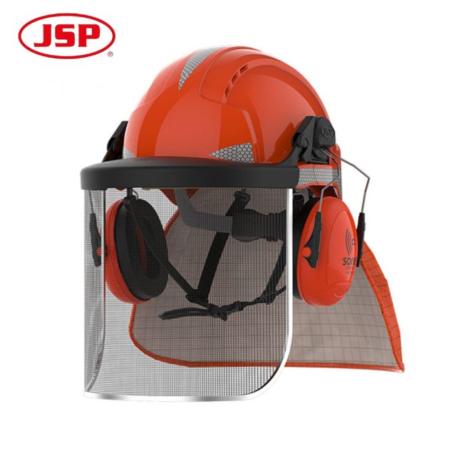 JSP EVOLite Forestry Safety Helmet with Sonis Compact Ear Defenders and Wire Gauze VisorJSP EVOLite Forestry Safety Helmet with Sonis Compact Ear Defenders and Wire Gauze Visor