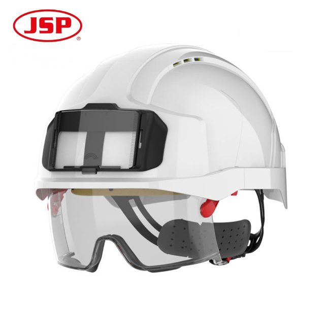 JSP EVO VISTAlens Safety Helmet with Integrated Protective Goggles and ID Card Holder