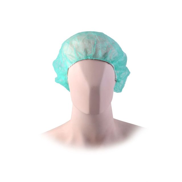 Disposable Non Woven Polypropylene Bouffant Cap with Elastic Edge, Pack of 100