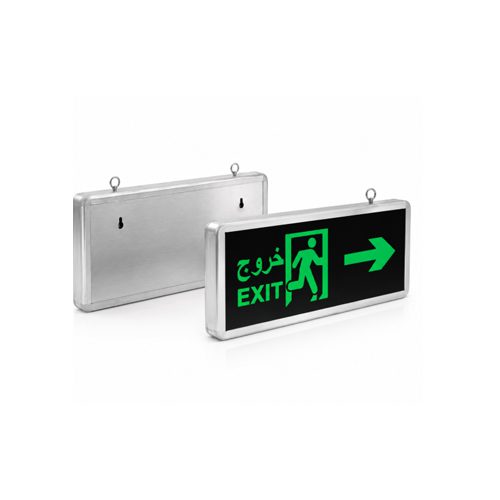 Single Side Green LED Exit Light with Right Arrow and Rechargeable Battery