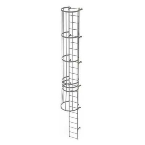 Heavy Duty Steel and Aluminum Fixed External Wall Safety Cage Ladder for Maintenance