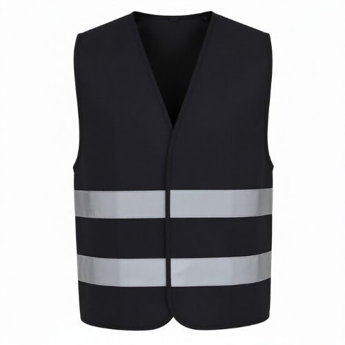 Reflective 120 GSM Polyester Black Safety Vest