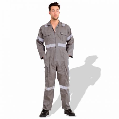 Prime Captain R991 200 GSM Cotton Twill Overall Safety Workwear with Grey Reflective Cloth