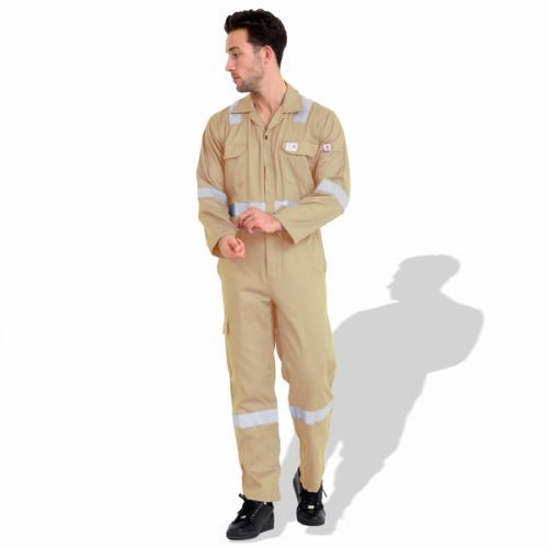 Flame Retardant F1023 240 GSM Cotton Pre-Shrunk Safety Coverall with Reflective Tape