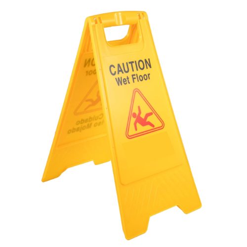 Yellow Plastic Frame 21 Inch Caution Wet Floor Safety Sign