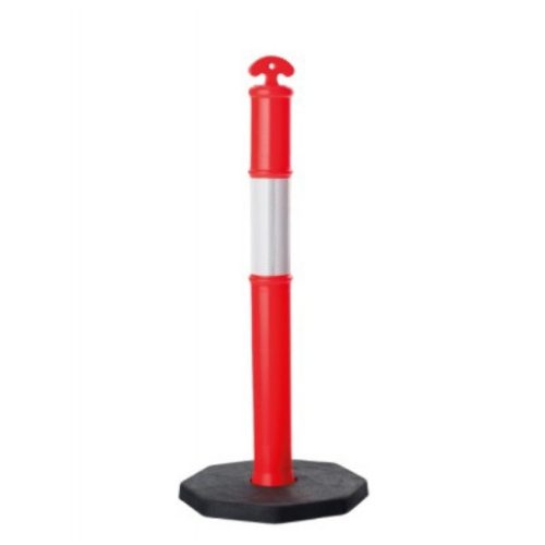 Orange T-Top Temporary Traffic Delineator Bollard with Reflective Bands and Weighted Base