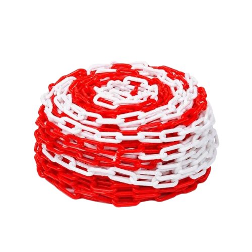 Red & White Traffic Warning Plastic Chain – 20 Meter PE Safety Chain